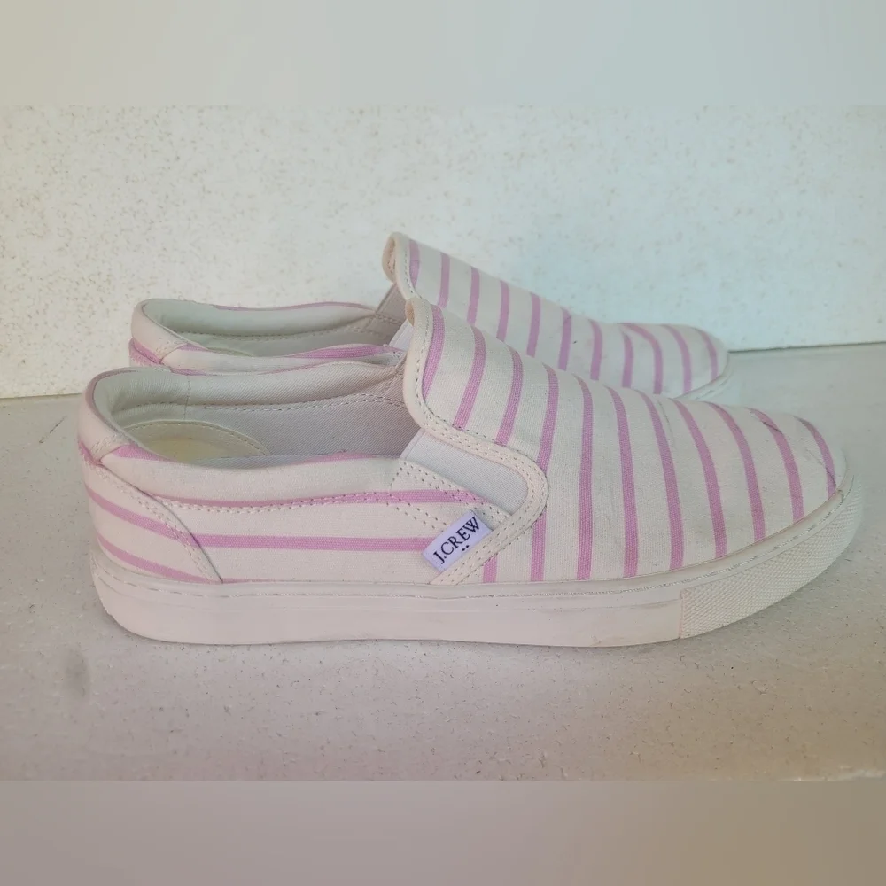 J.crew Pink Striped Slip-On Shoes